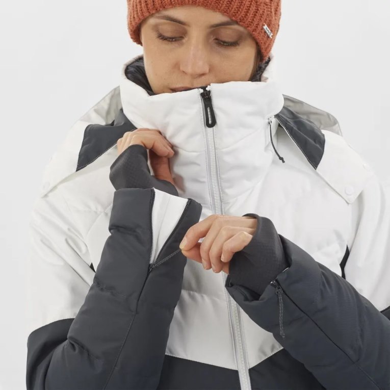 Chaquetas De Esquí Salomon New Prevail Insulated Mujer Blancos Negros | MX DALI279